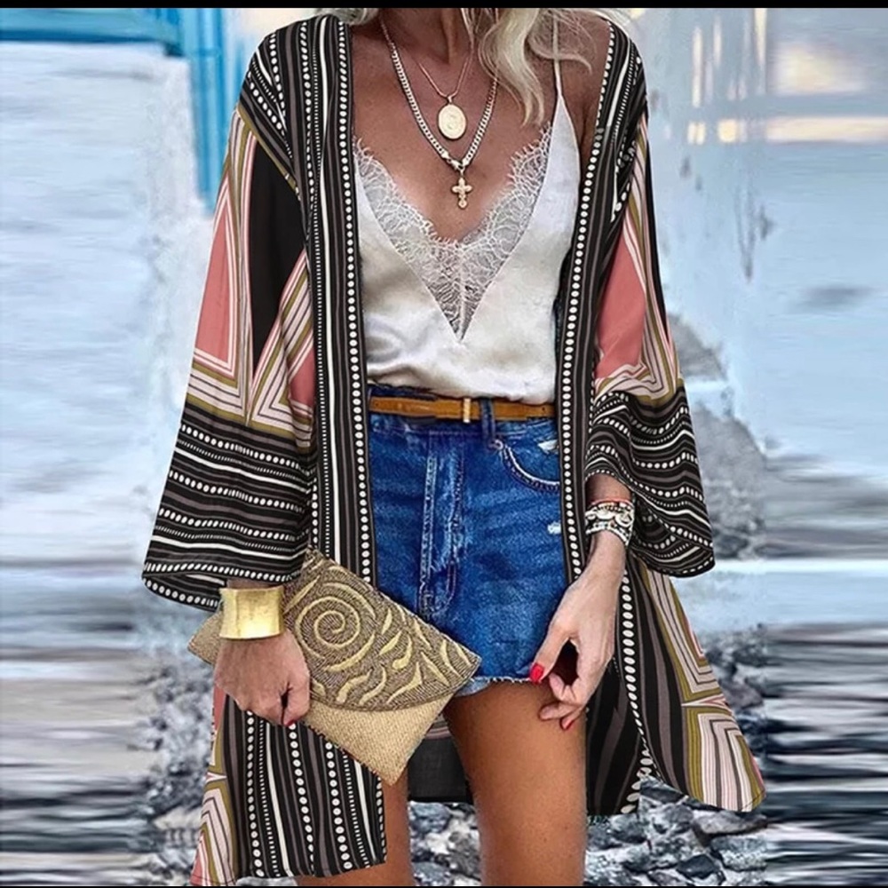 Last One! Open Front Bohemian Printed Kimono